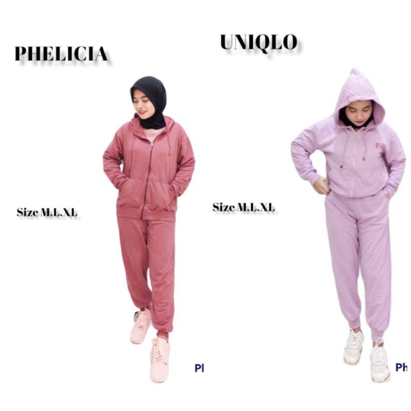 Oneset Hoodie Ziper Phelicia & Uniqlo