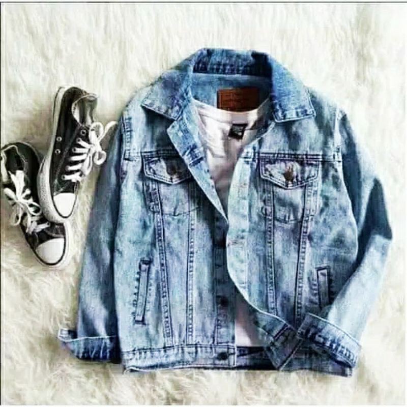 PROMO BISA COD] Jaket Jeans Pria Sobek / Jaket Jeans Ripped Pria Biru Muda Murah Gaya (2pcs-1kg