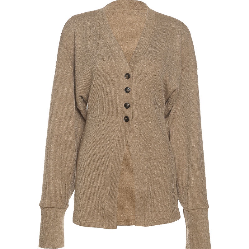 #Sisjuly# Jaket rajut retro wanita mid-length niche slim breasted slim cardigan top wanita