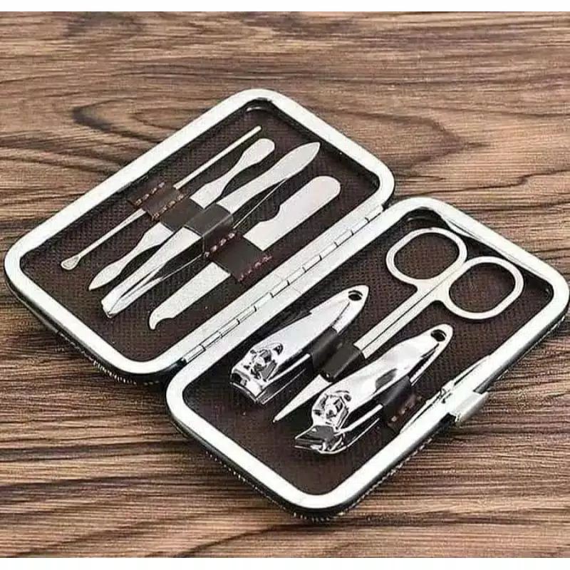 manicure set 7 in 1 gunting kuku nail art set dompet meni pedicure kikir kuku pinset korek kuping