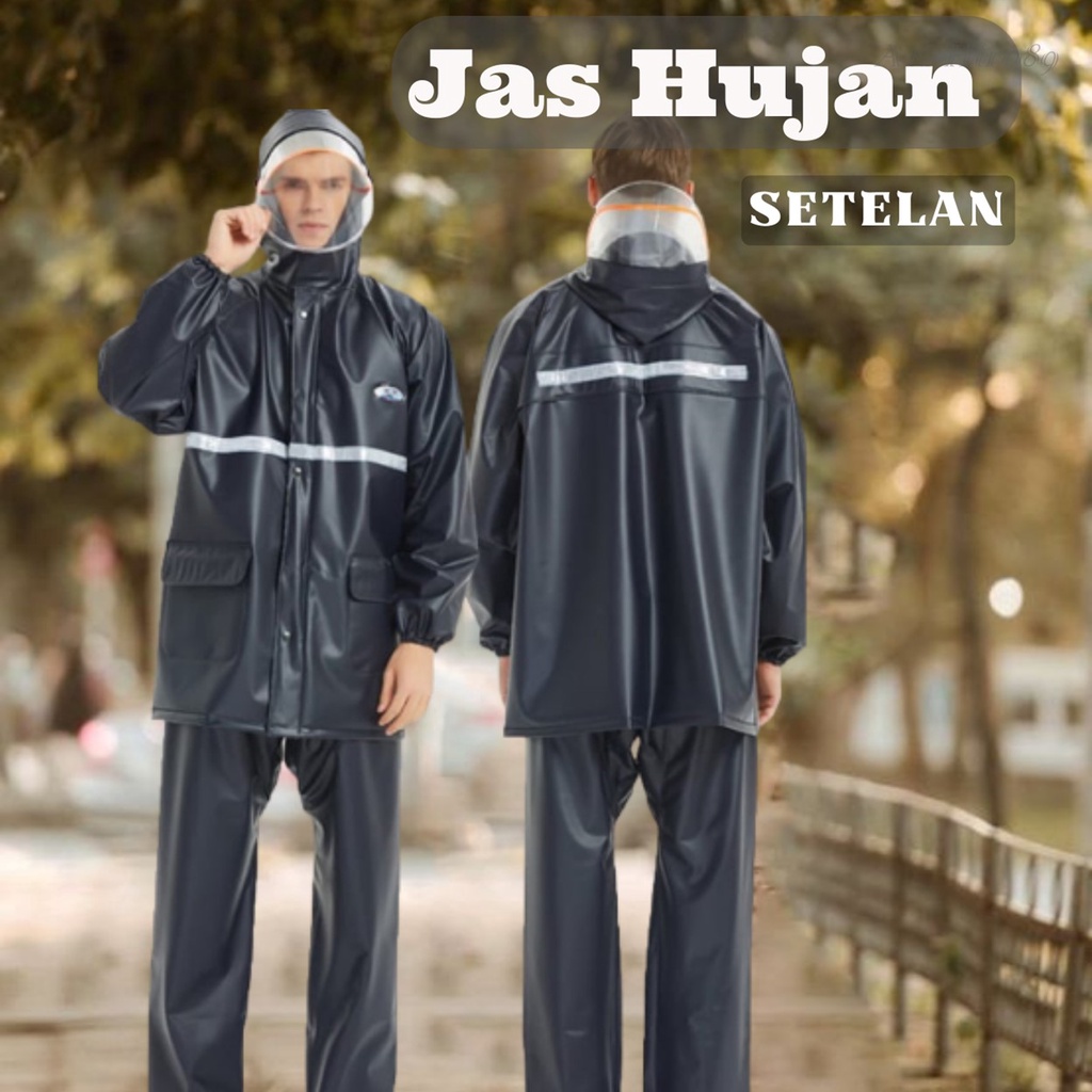 Ak_Hiro89 Mantel Jas Hujan Dewasa Pria/Wanita/Pinguin Tebal PVC Dan Nilon Raincoat - JU6