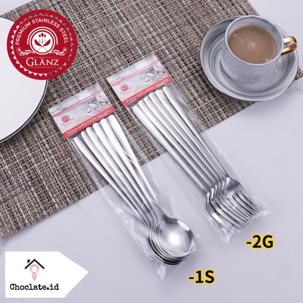 Sendok dan Garpu Korea GLANZ HOMEPRO GANOM Isi 6pc Panjang 21m