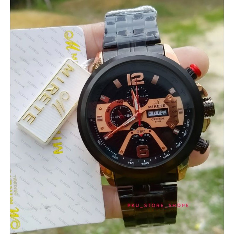 JAM TANGAN PRIA MIRETE ORIGINAL PALT HITAM