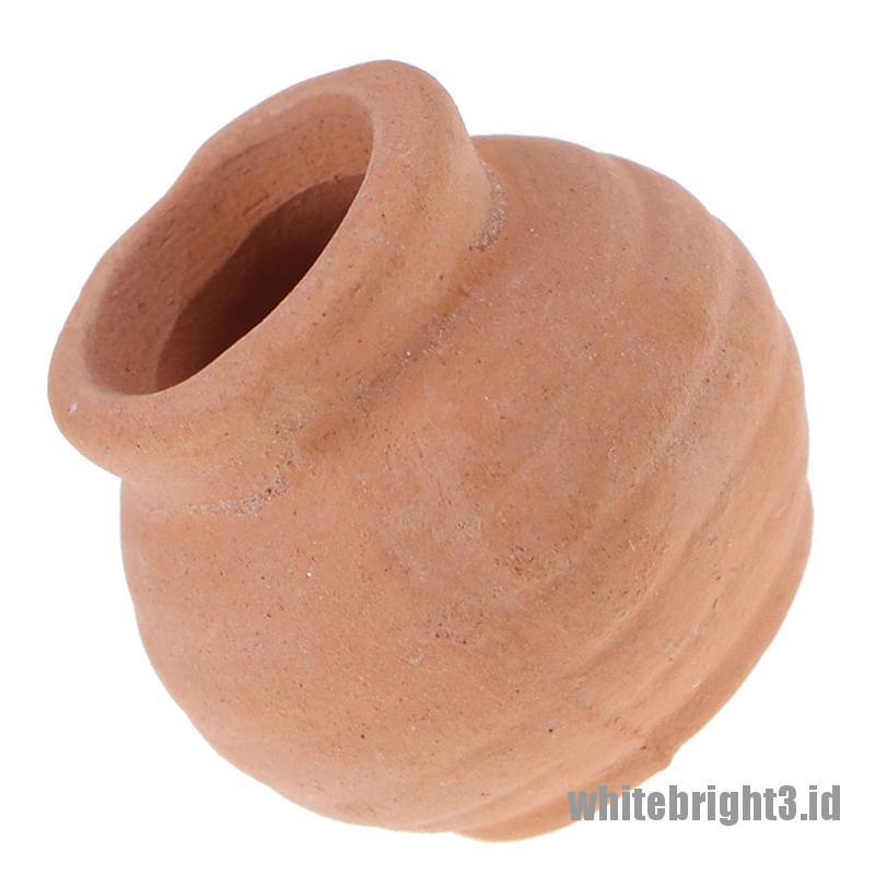 (white3) Miniatur Pot Bunga Keramik Skala 1: 12 Untuk Dekorasi Rumah Boneka