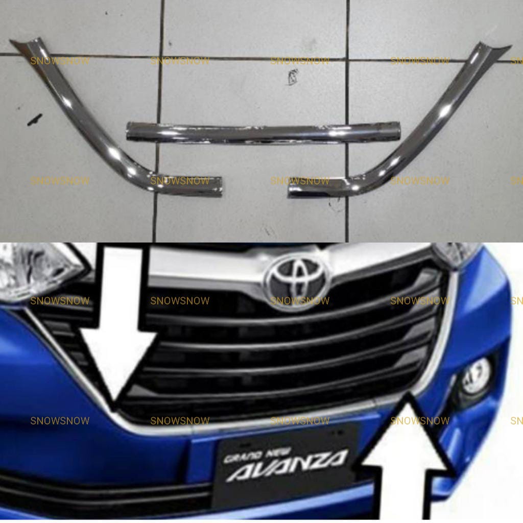 List Grill Toyota Grand Avanza 2015 2017 2018 Chrome 3 pcs