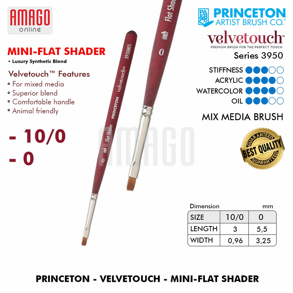 

Brush PRINCETON - Velvetouch -Synthetic - Mini Flat Shader - Kuas Mini