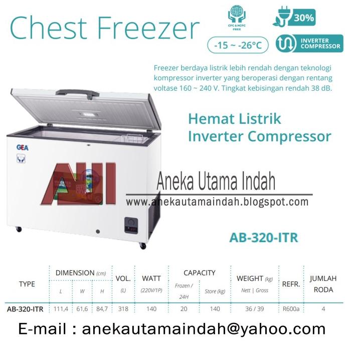 Gea Ab-330-Itr Chest Freezer / Box Lemari Pendingin / Freezer Box