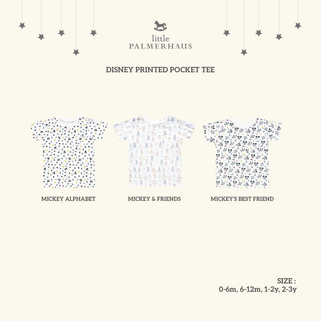 Little Palmerhaus Mickey Disney Printed Pocket Tee Kaos Atasan Baju Anak 0-3 tahun