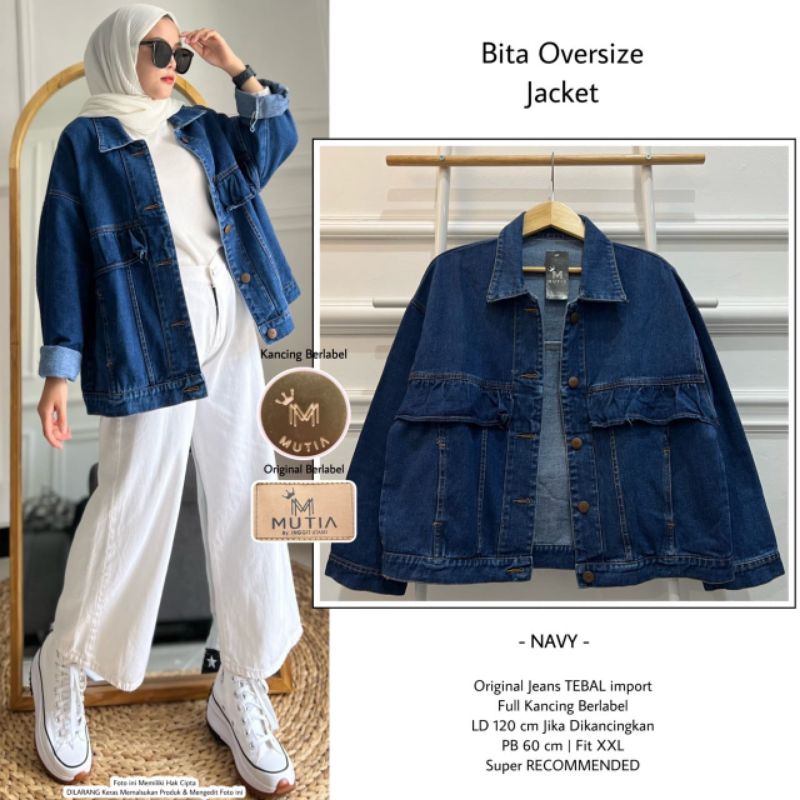 Jaket oversize jeans wanita premium / Bita oversize jacket by mutia / jaket jeans wanita modern