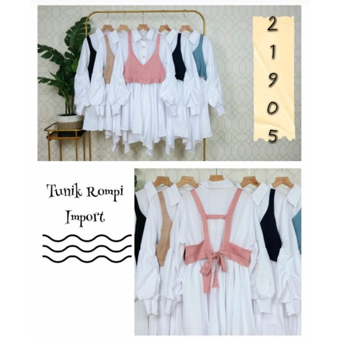 Tunik + vest baju wanita tunik import baju muslim
