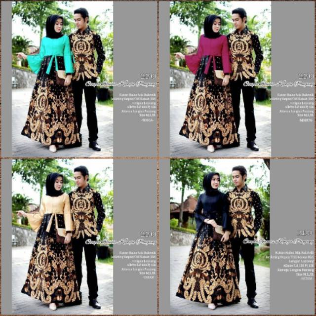 Gamis couple mama papa set kemeja lengan panjang sarimbit batik keluarga ori ndoro jowi baju batik
