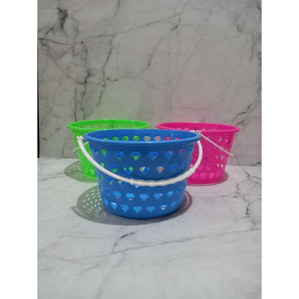 3 Pcs Keranjang Ulang Tahun BULAT /  3 Pcs Rinjing Serbaguna Ultah Bulat Tempat Sabun Shampo Souvenir