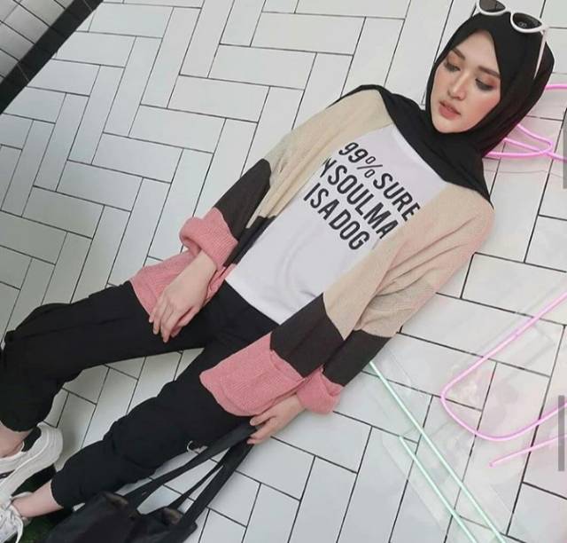 Kardigan Cameroon combie knited Rajut Murah