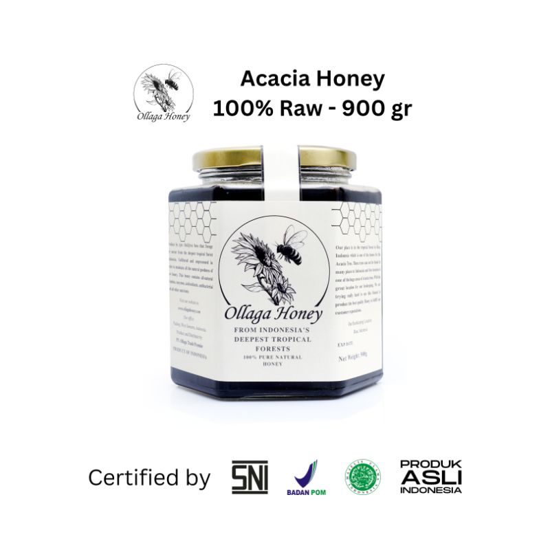 

Ollaga Honey 900gr Madu Acacia Madu Hutan Hitam Murni 100% Asli