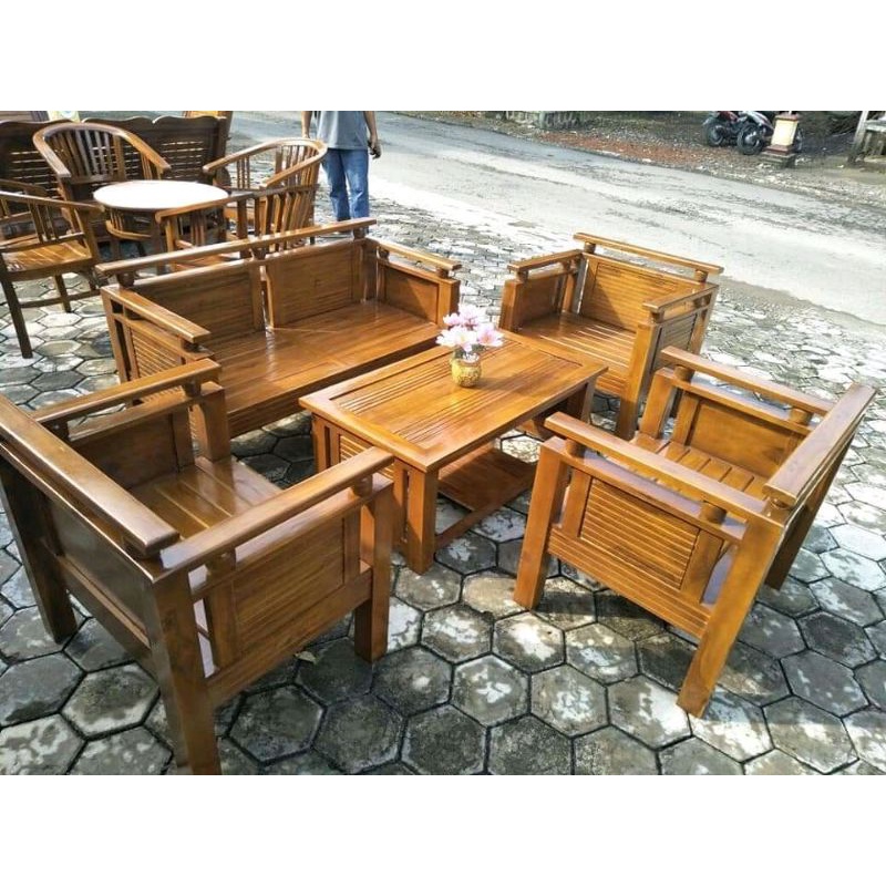 Kursi tamu salur kursi tamu murah kursi tamu kayu jati 2111+meja