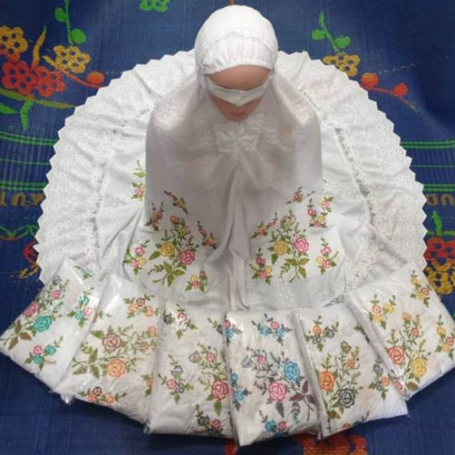 mukena katun paris   bordir