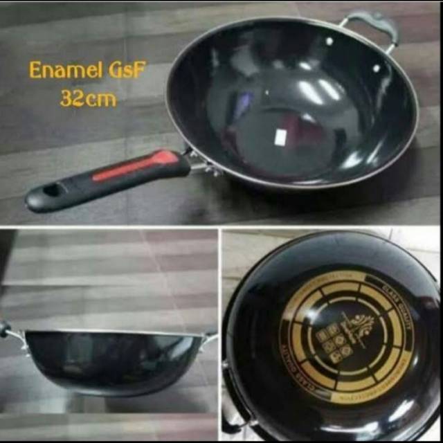  WAJAN  ENAMEL HITAM PENGGORENGAN ANTI  LENGKETDAN GORES  34 