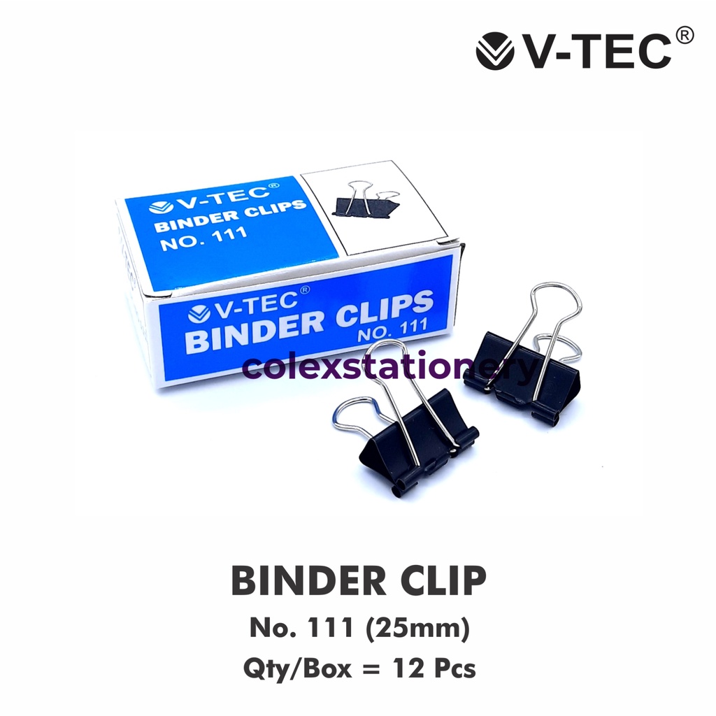 

Penjepit Kertas / Binder Clip Ukuran No 111 Isi 12 Pcs Vtec (1 Pack)