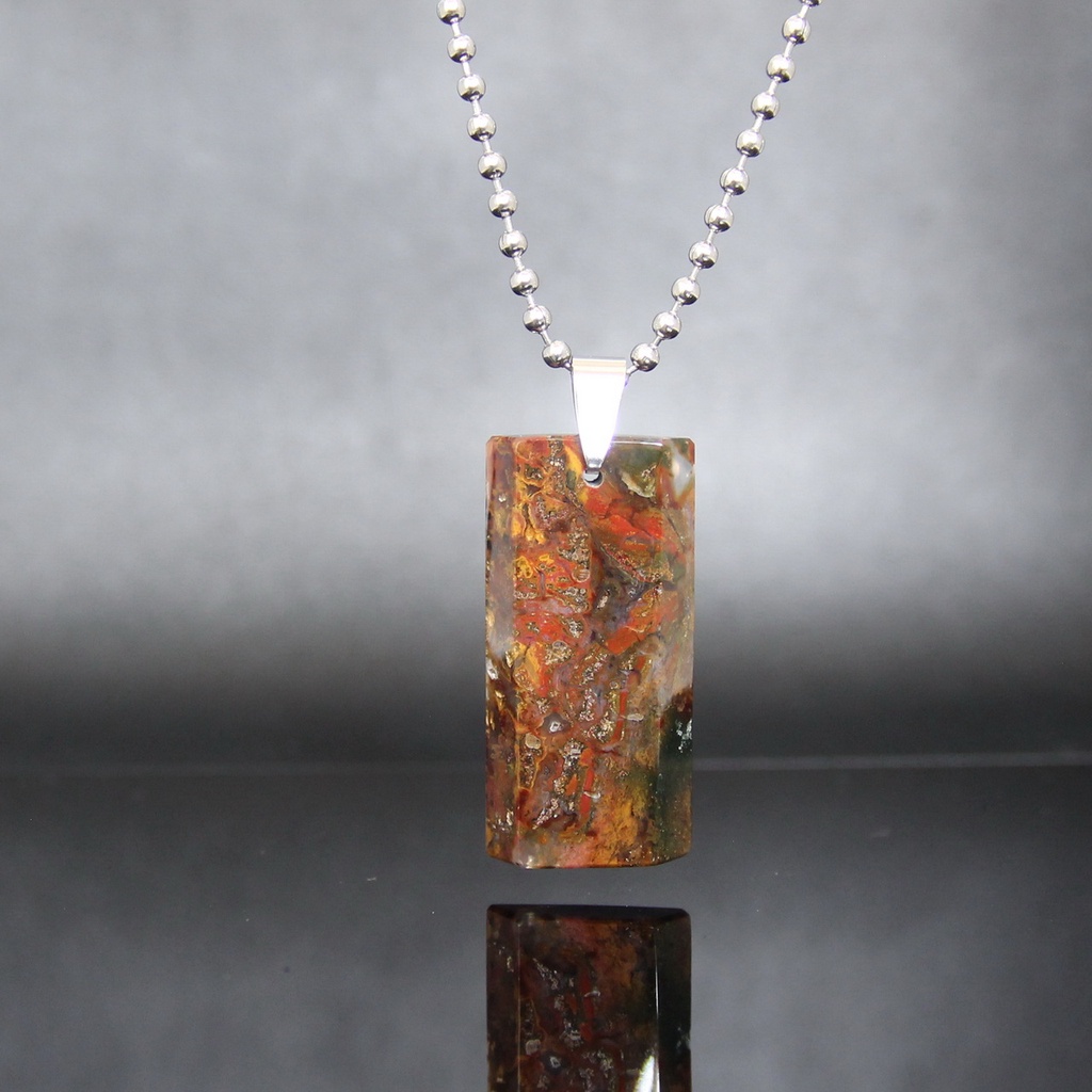 Kalung Liontin Batu Pancawarna Kembang Jasper in Chalcedony LT1168