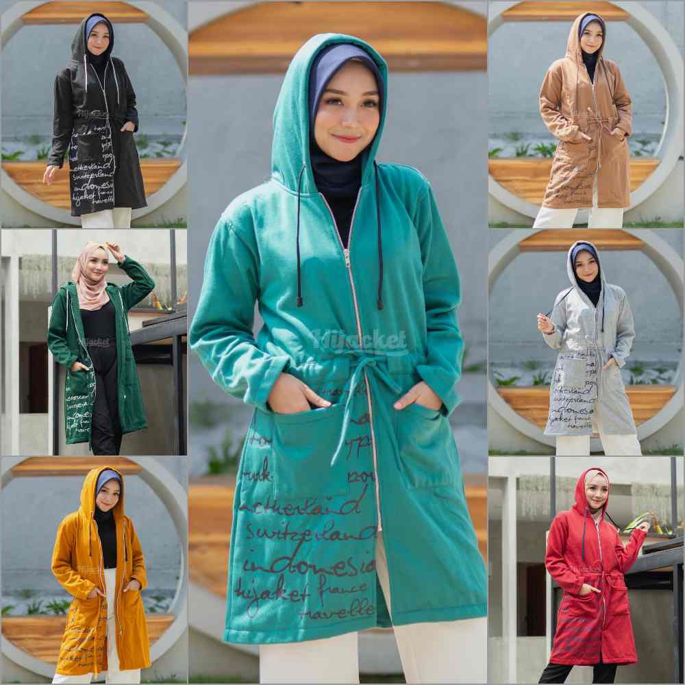 Jaket Jacket Panjang Wanita Cewek Hoodie Muslimah Hijaber Remaja Dewasa Terbaru Kekinian Hijacket UB