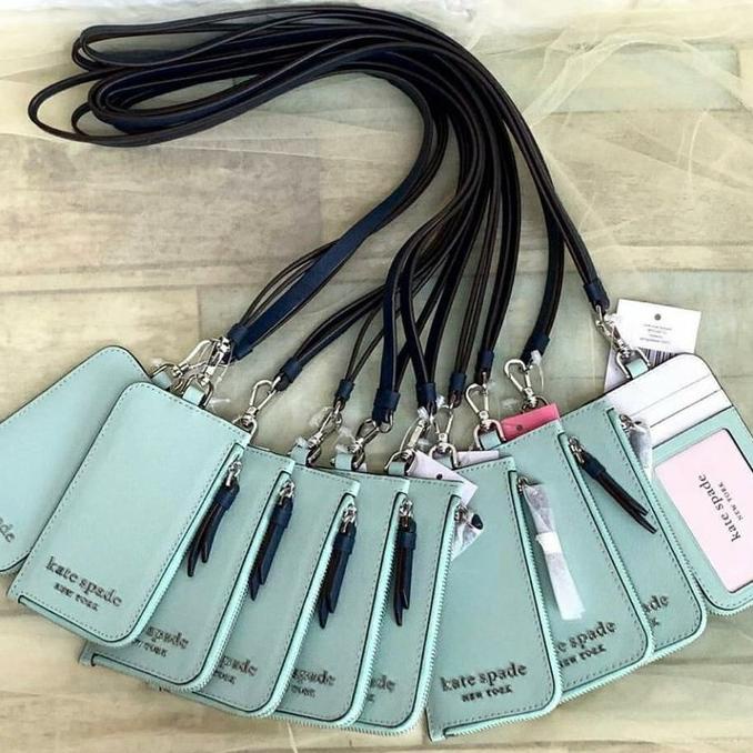

Kate Spade Cameron Card Case Lanyard ID Holder Green Spring Meadow