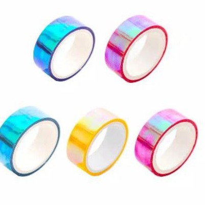 

Sample Washi Tape Metalik Plastik 1.5 cm Anti Air Share Masking Tape