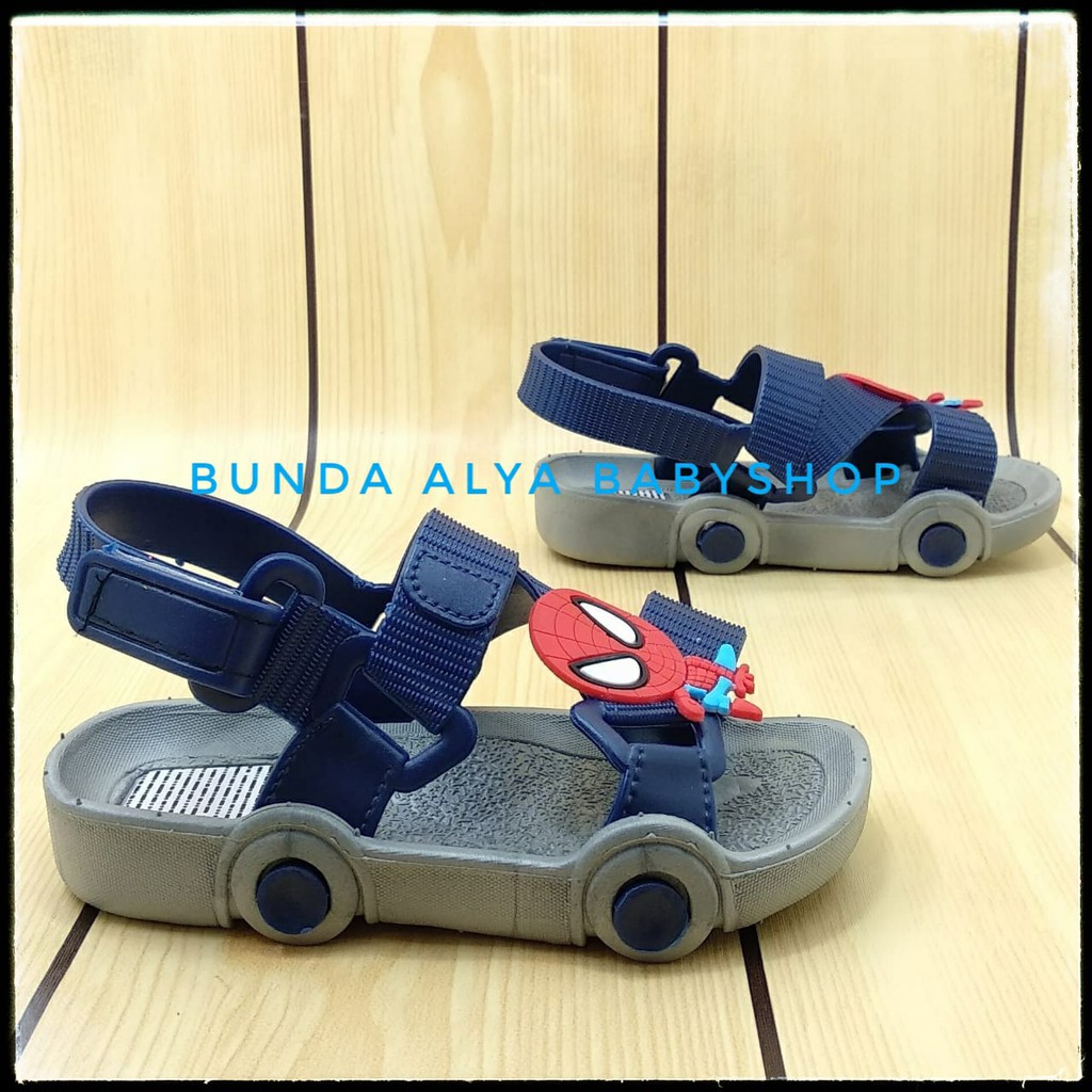 Sendal Anak Laki Laki IMPORT Usia 2 Tahunan Karet Anti Licin - Sepatu Sandal Anak Cowok Lentur ABU Kartun Size 28