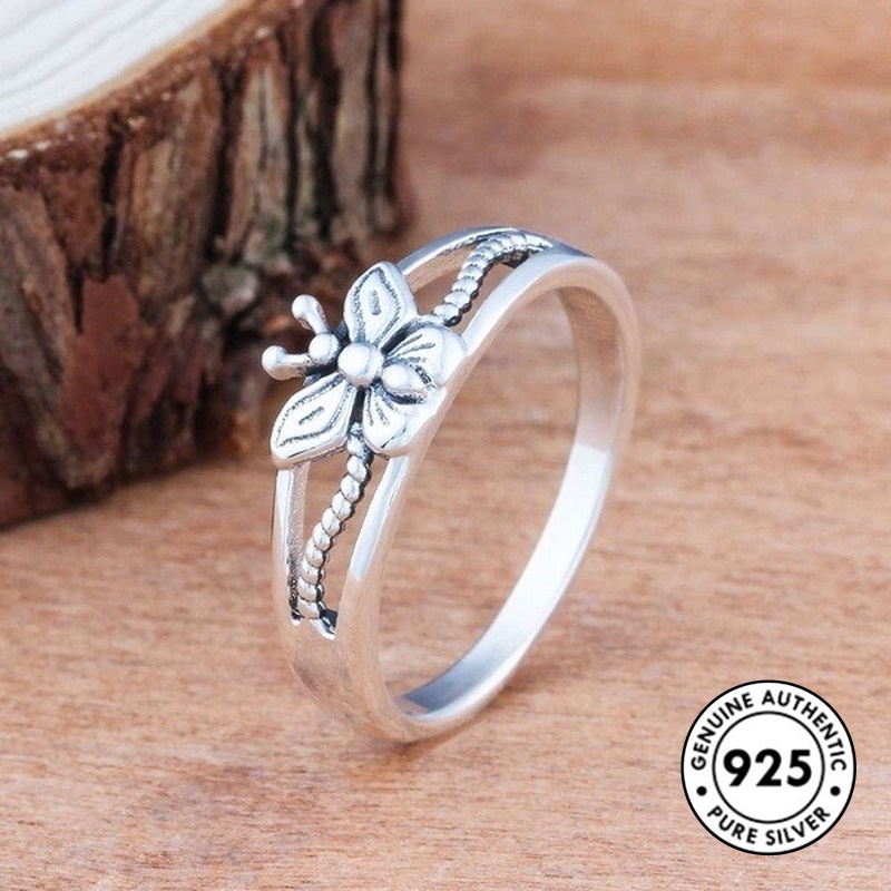 Cincin S925 Silver Desain Kupu-Kupu Gaya Simple