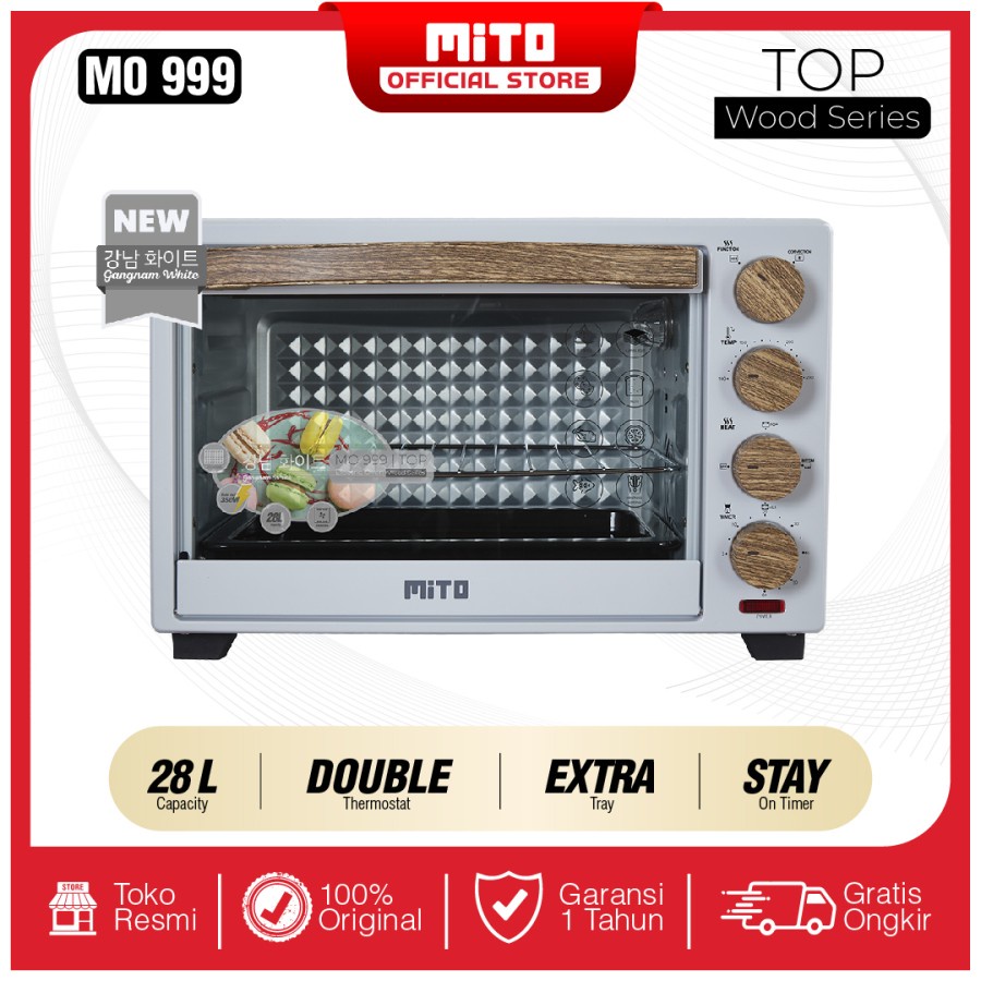 MITO Electric Oven MO999 TOP WOOD SERIES 28L - Pink &amp; Putih MO 999 Wood Series