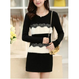 PLUSH LACE DRESS - DRESS WANITA IMPORT - DRESS LENGAN PANJANG - DRESS ROK PENDEK