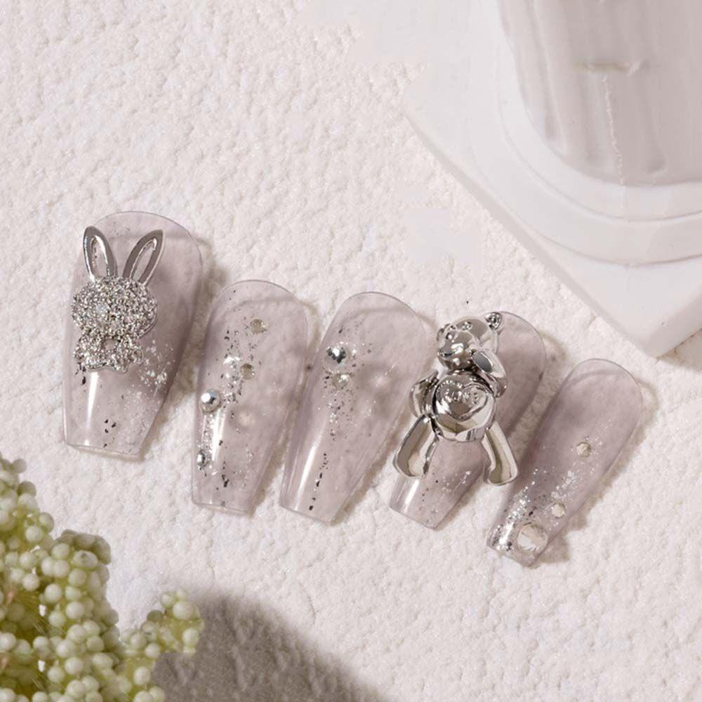 AUGUSTINA Agustinina Nail Art Berlian Glitter Jepang Mutiara Busur Kunci Beruang Kecil Bunny DIY Perhiasan Nail Art