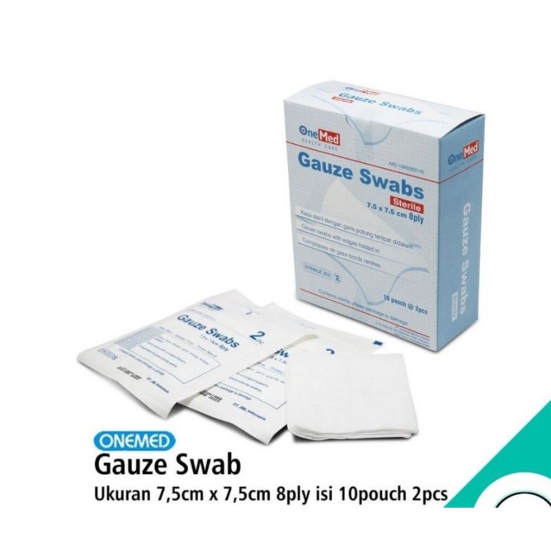 One Med Gauze Swabs Kasa Steril 8ply 7.5cmx7.5cm Isi 10pouch