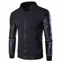 jaket kulit pria,jaket kulit sintetis pria,jaket kulit semi kulit,JAKET KOMBINASI FLECEE