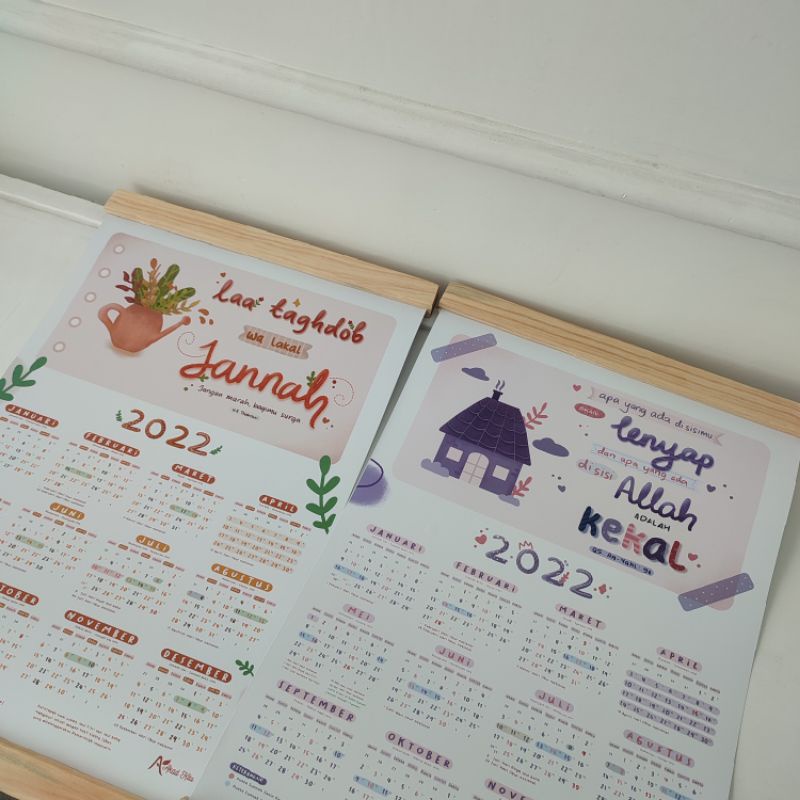 (TANPA KAYU) Kalender 2022 Minimalist Calendar 2022 Aesthetic Muslimah Kalender Muslimah Kalender Is