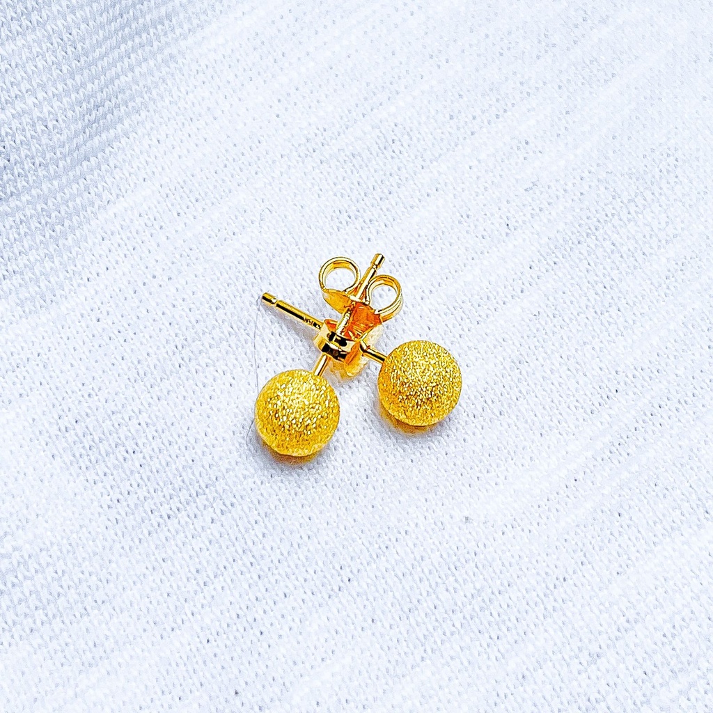 Anting tusuk anak dan dewasa emas asli kadar 700 70 16k desi gantung boba stud paku cucuk duduk bola doff kilat shining like moon ringan 1 satu gram gr g gold