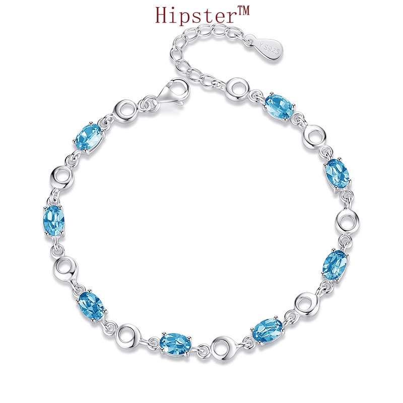 Classic Fashion Hot Sale Ocean Heart Color Natural Gemstone Bracelet
