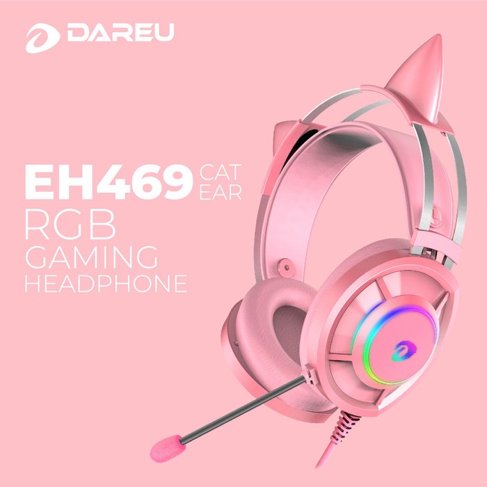 Dareu EH469 Mirror RGB Kitty Pink Gaming Headset Garansi Resmi EH-469 - PINK