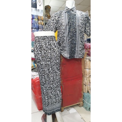 couple kemeja dan rok plisket/kemeja  batik dan rok motif cacing