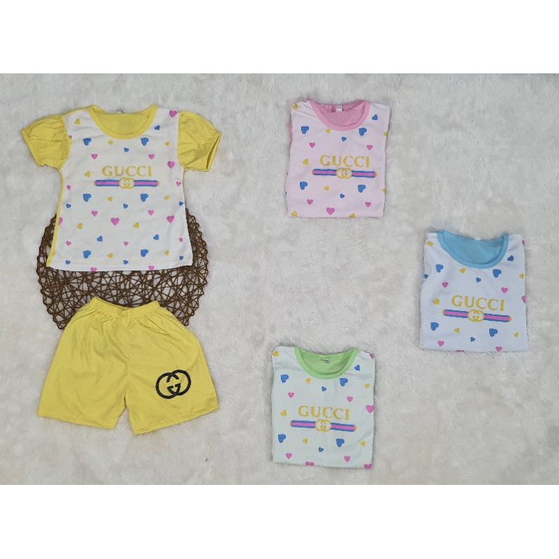 setelan sablon anak perempuan gucci