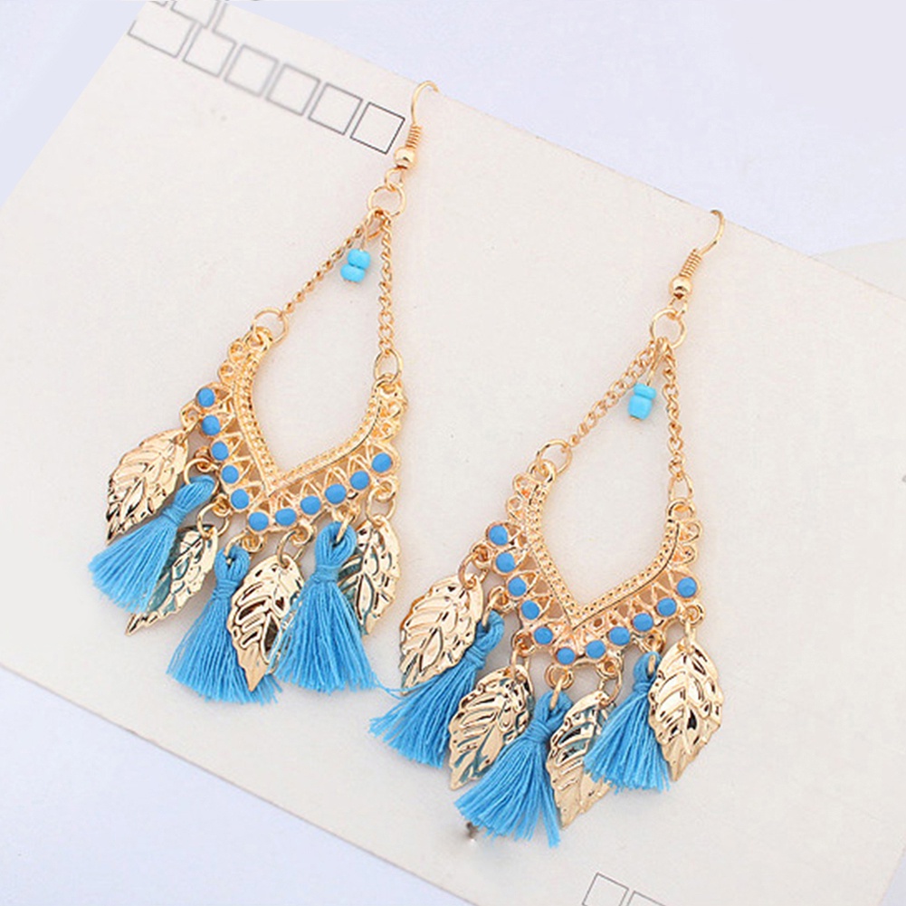 Hu Hu Hu Hu Hu Alat Bantu Pasang Kacamata♡ Anting Kait Gantung Bahan Metal Desain Daunrumbai Gaya Bohemianetnik Untuk Wanita