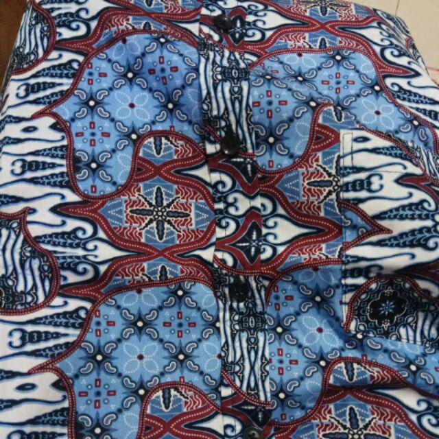 [gridline - R087] Kemeja Batik Pria Katun Lengan Pendek Regular Pastel Biru Muda