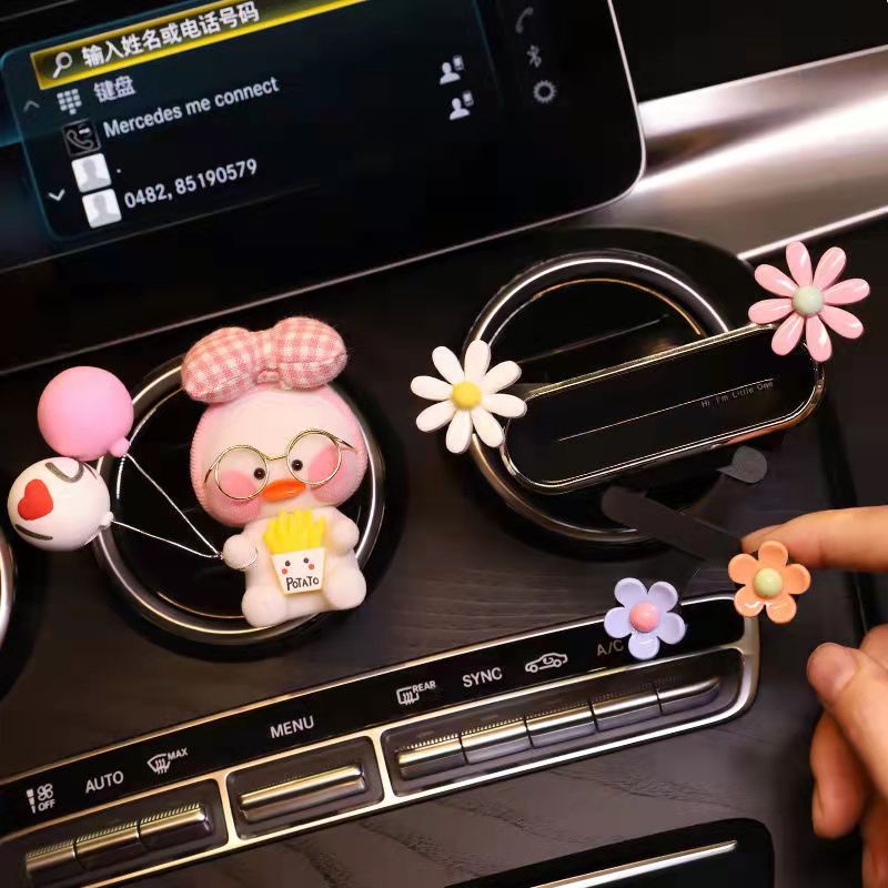 Holder Handphone / Navigasi Model Snap on Motif Bunga Daisy Untuk Ventilasi Ac Mobil