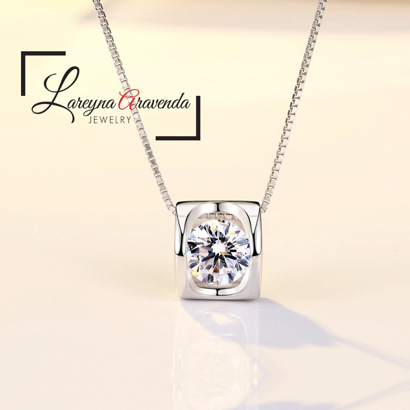 Kalung Wanita Titanium 45cm Liontin Model Love Kristal Crystal Anti Karat Non Alergi KL014