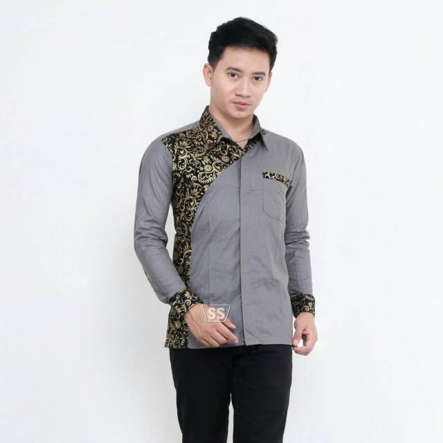 kombinasi kemeja batik SOPAL lengan panjang CLRT m l xl