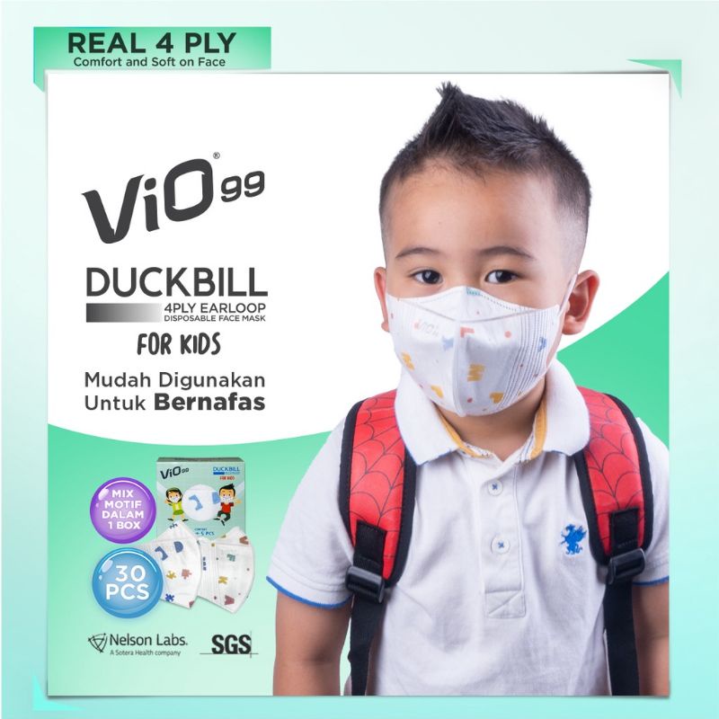 NEW Masker Anak Vio 99 vio99 Duckbill 4 ply BFE VFE PFE 99%