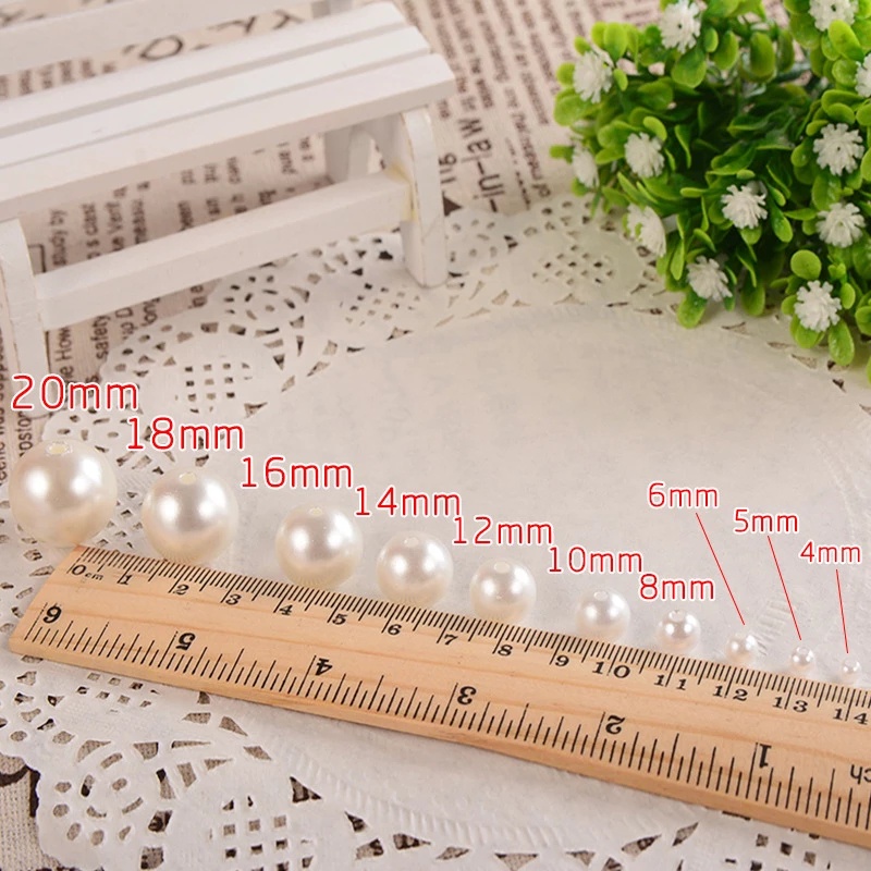 4-20mm White Beige Plastic ABS High Bright Imitation Pearls