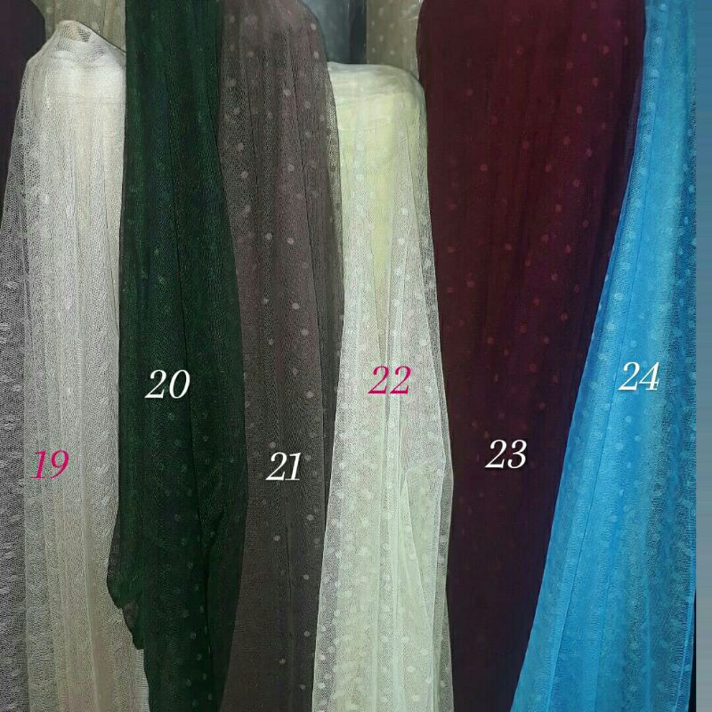 Bahan tike polkadot/Tile dot/Bahan tulle/Kain tile