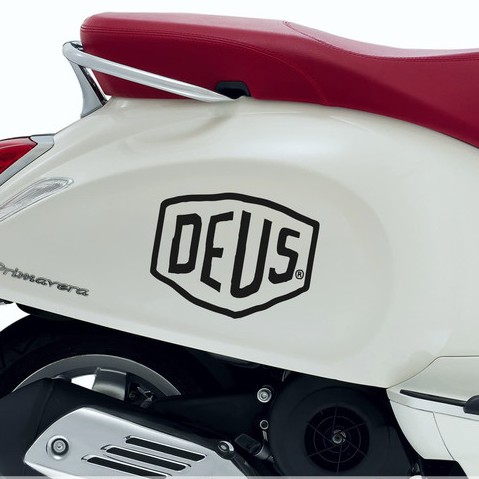 PROMO STICKER STIKER MOTOR CUTTING LOGO DEUS VESPA SCOOPY GENIO DLL - Hitam