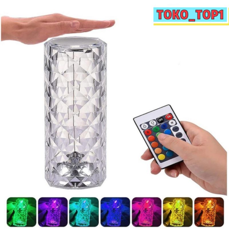 LAMPU MEJA CRYSTAL  / LAMPU LED CRYSTAL DIAMOND TABEL LAMPU 12 WARNA  / 12 COLOUR LIGHT RGB / LAMPU MEJA REMOT