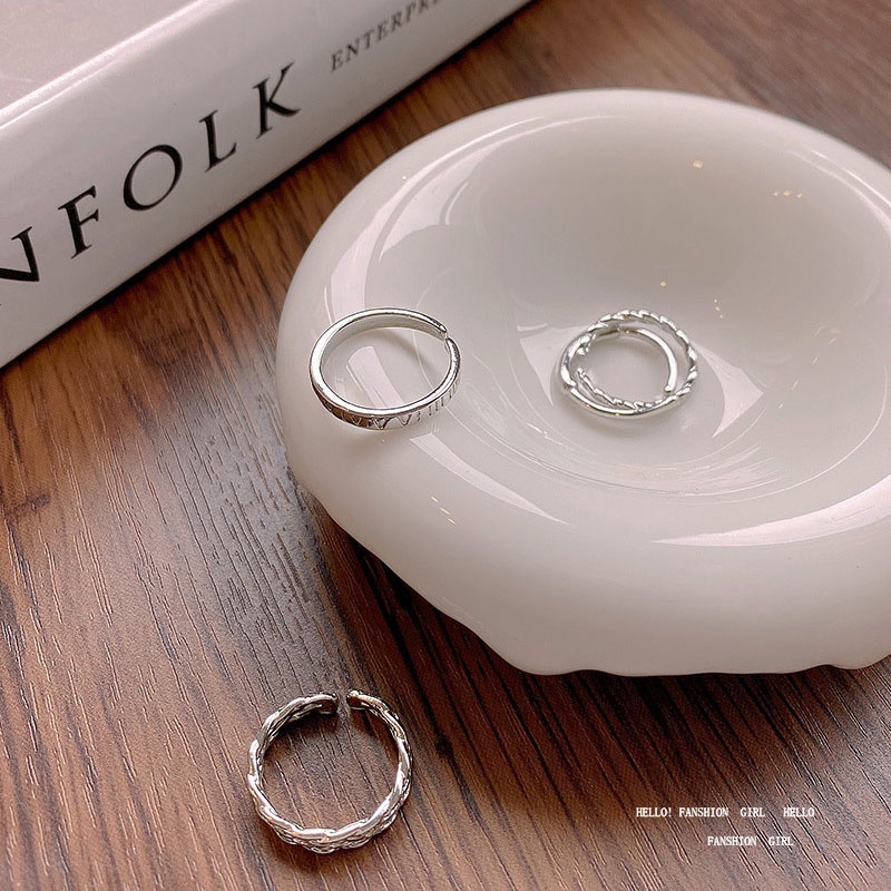 Set Cincin Model Terbuka Adjustable Warna Silver Untuk Wanita